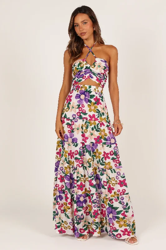 Trendy Dresses Kari Halter Top Set - Floral