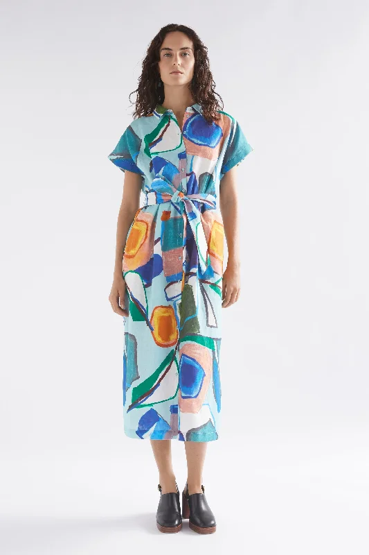 Retro Prints Tilko Linen Luna Shirt Dress