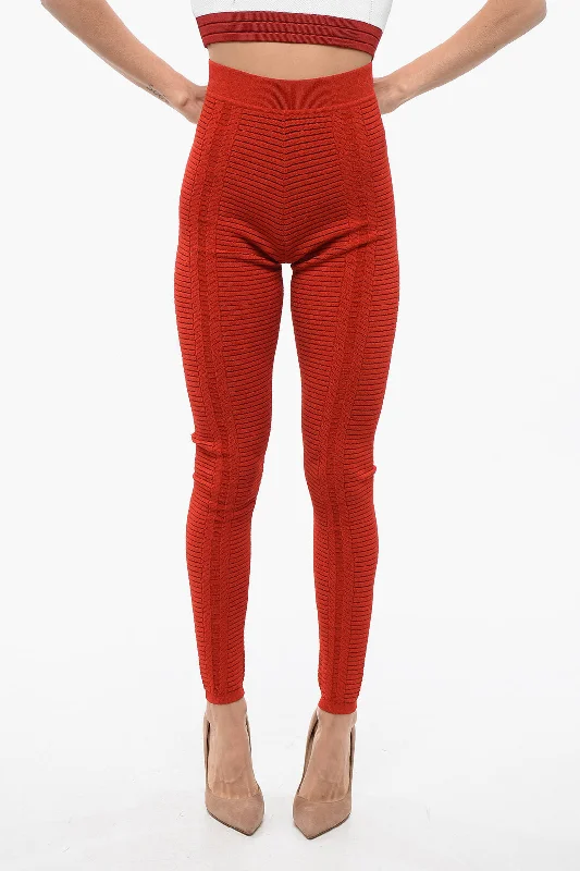 High-end Fashion Balmain Knitted High-Waisted Leggings With Zip
