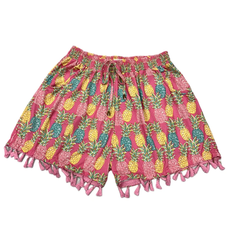 Layered Style Pink & Yellow Shorts By Simply Southern, Size: L